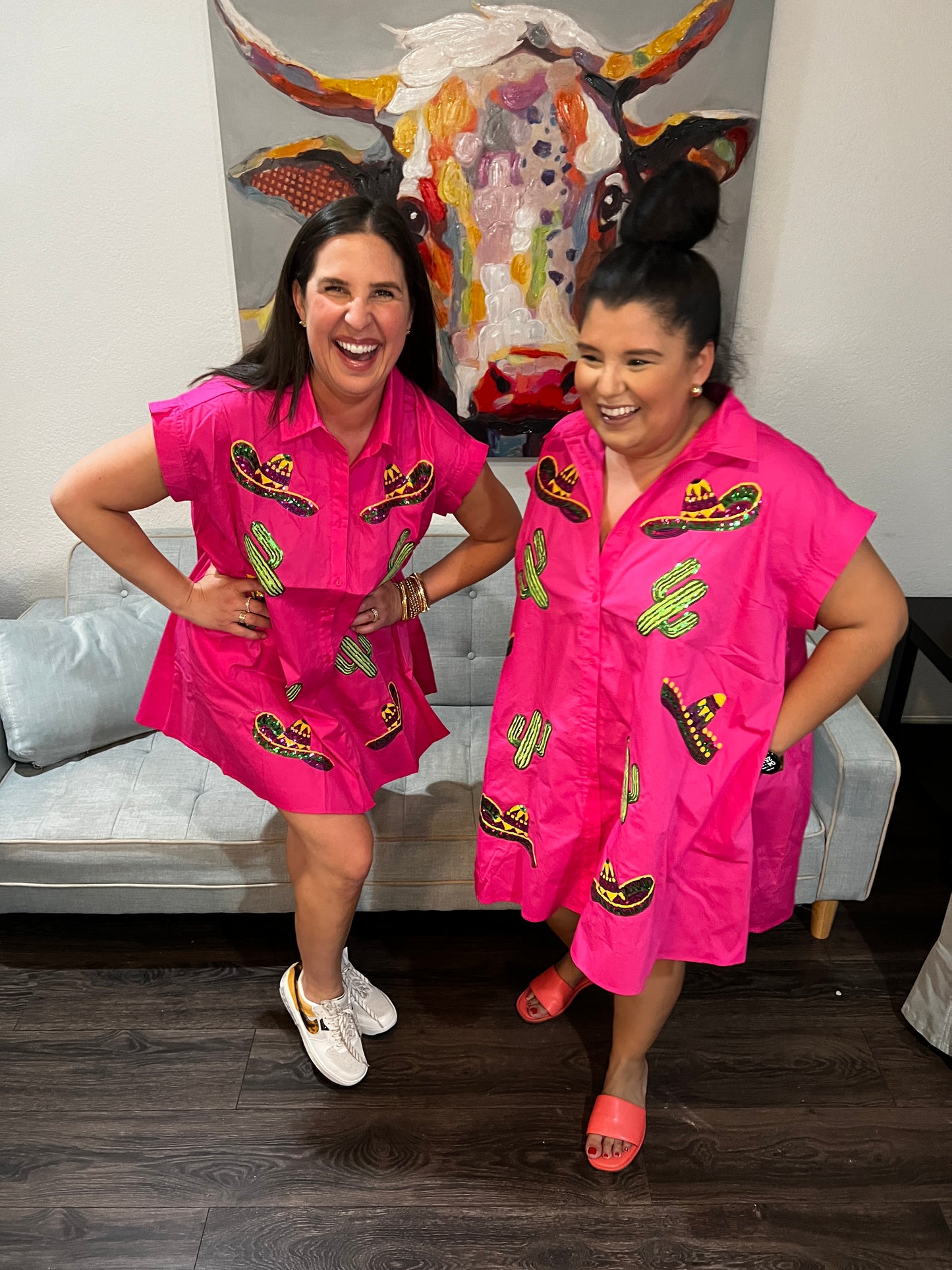 Hot Pink Embroidered Shirt Dress (QOS Dupe)