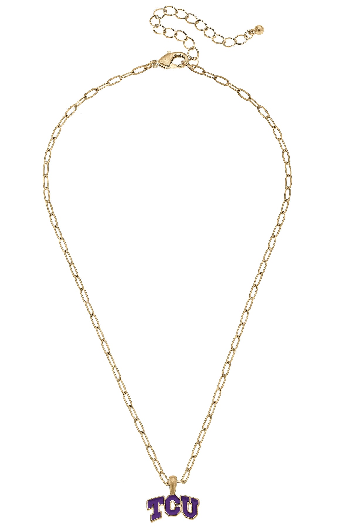 TCU Horned Frogs Enamel Pendant Necklace in Shiny Gold