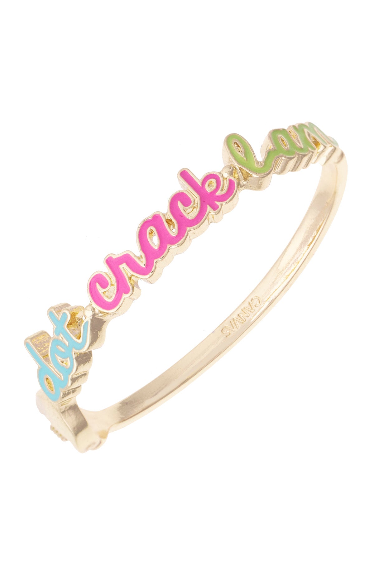 Dot Crack Bam Cursive Enamel Hinge Bangle in Pastel Multi