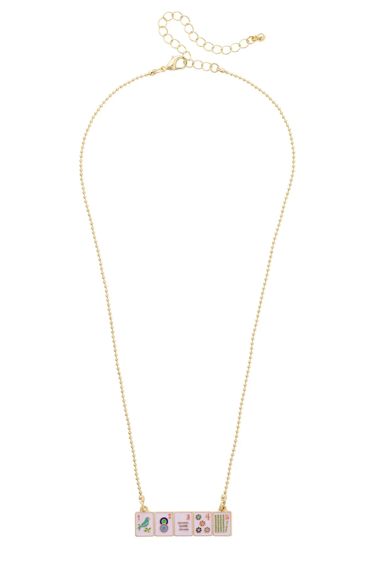 Mahjong Enamel Tile Wall Necklace in Multi