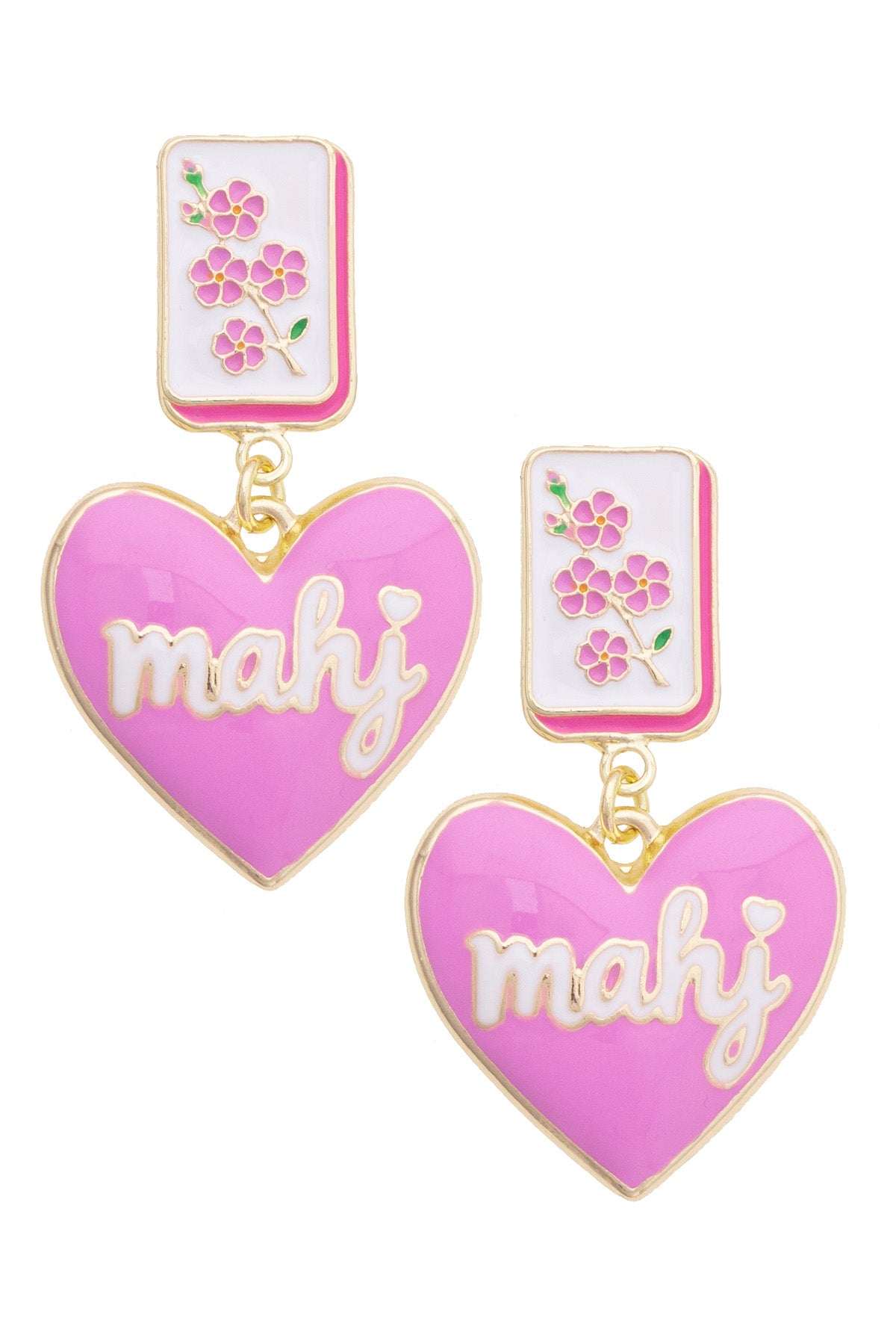Mahj Cherry Blossom Tile Earrings in Lilac