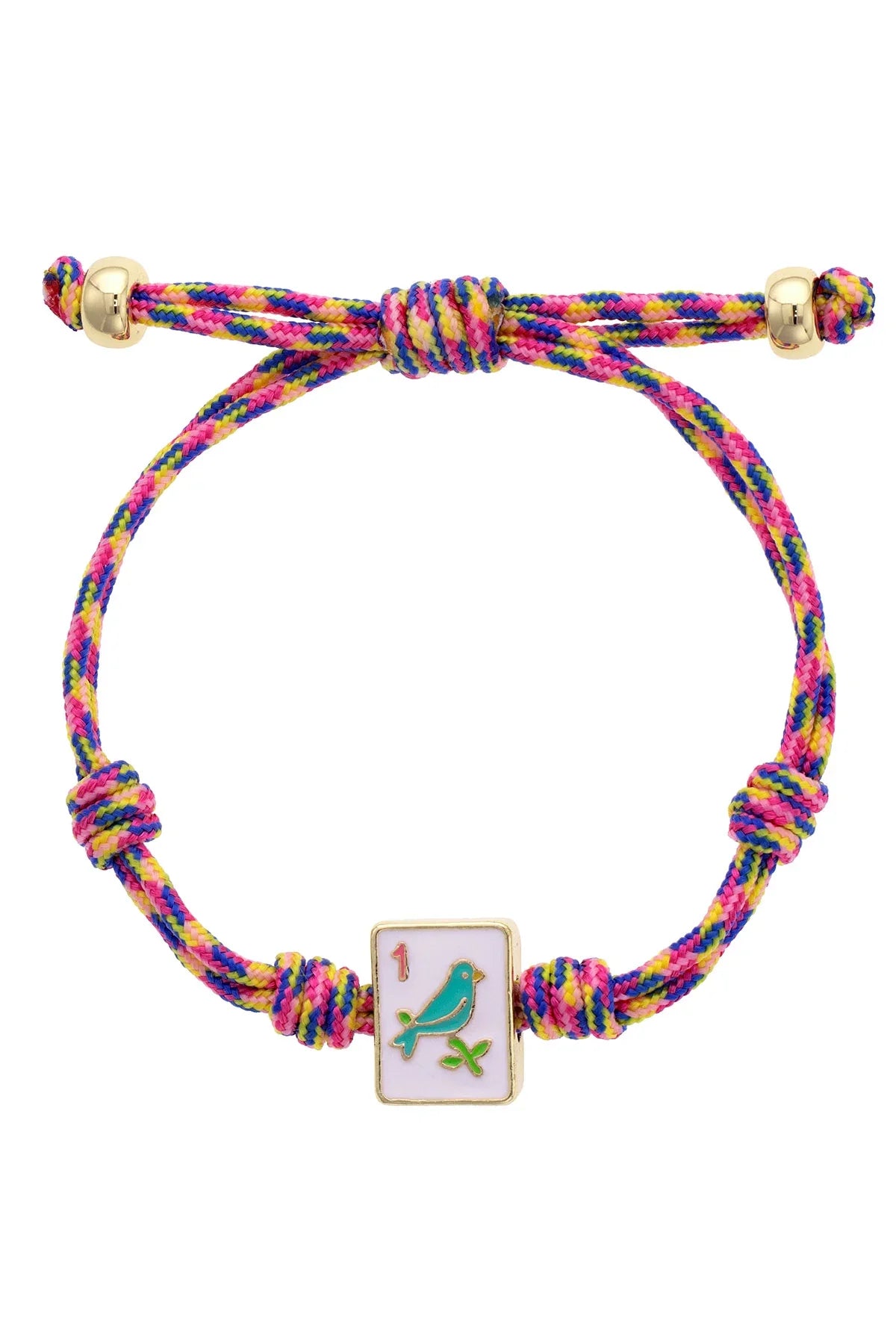 Sparrow Mahjong Tile Paracord Bracelet in Pink Multi