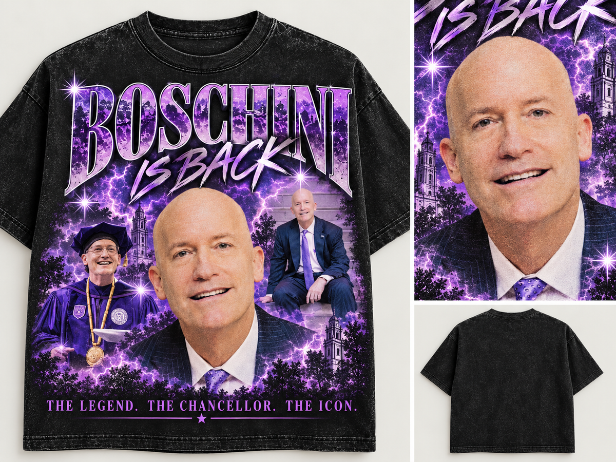 Boschini Is Back shirt mockup in black acid wash