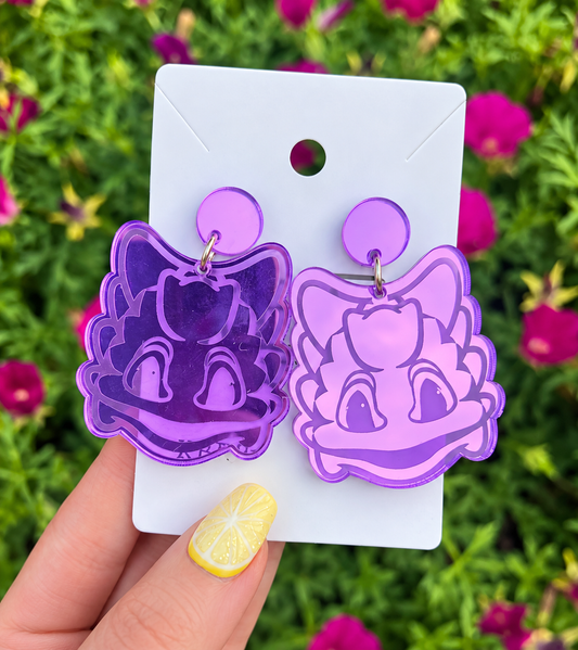 Purple TCU Horned Frogs Engraved Mascot Earrings