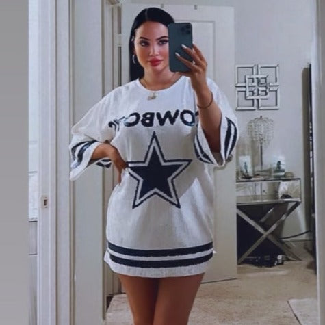 Dallas Cowboys Sequin Dress! – Three Girls Designs Fort Worth