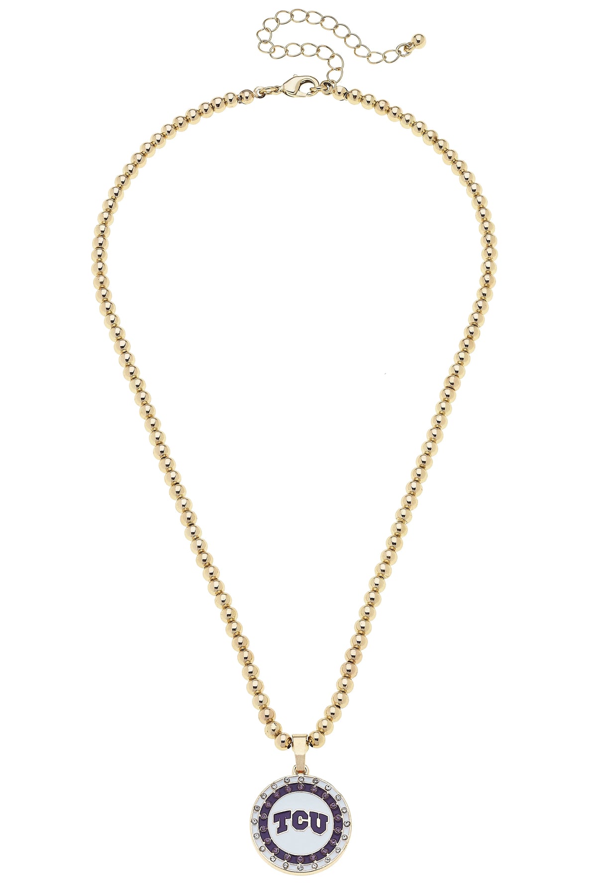 TCU Horned Frogs Pave Disc Necklace