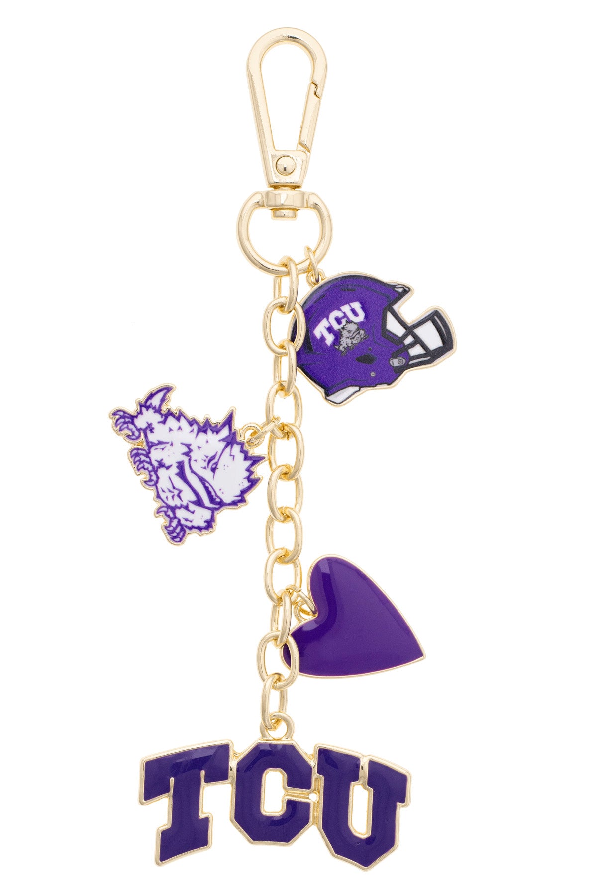 TCU Horned Frogs Game Day Heart Cluster Bag Charm