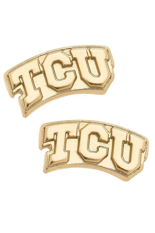 TCU Horned Frogs 24K Gold Plated Stud Earrings