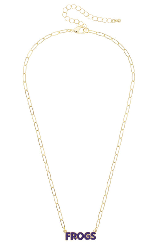 TCU Horned Frogs Puffy Nameplate Necklace