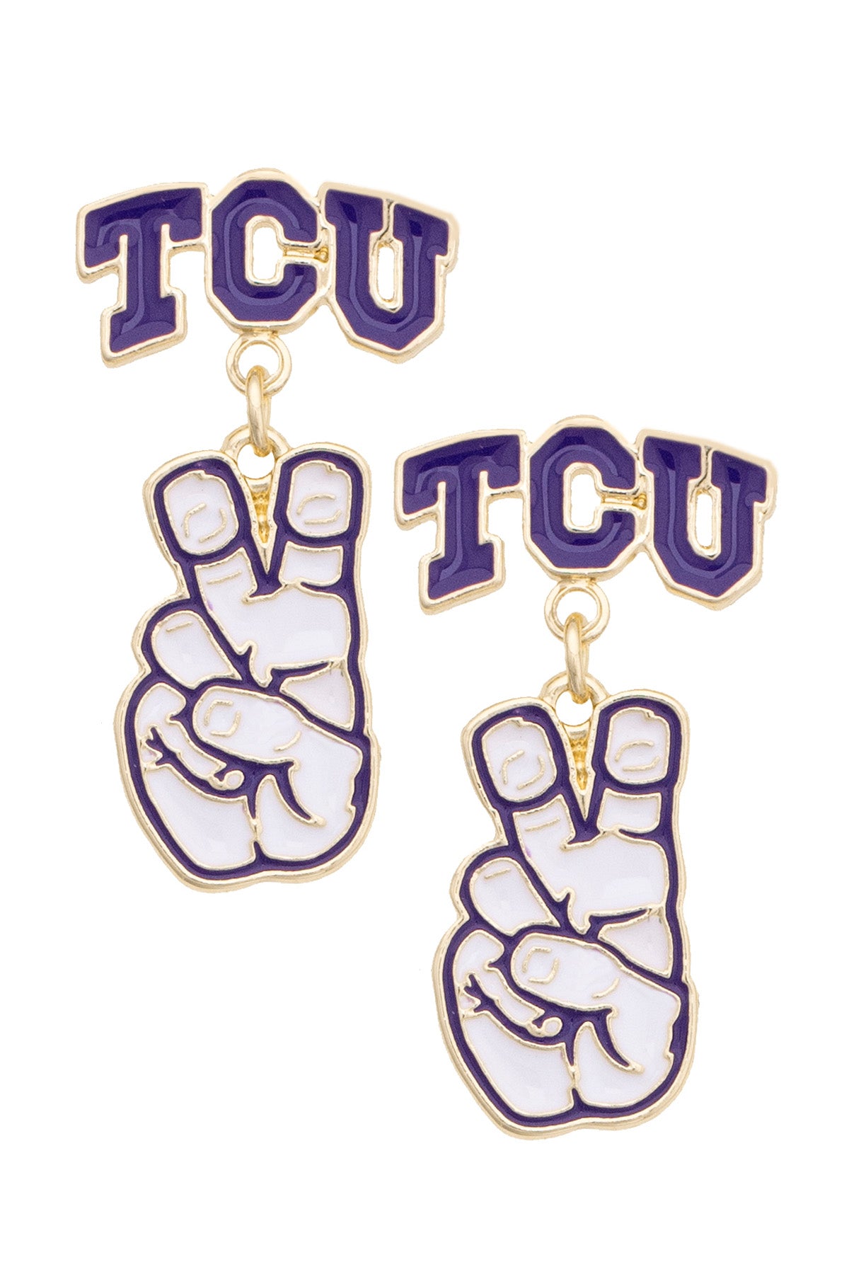 TCU Horned Frogs Enamel Drop Earrings