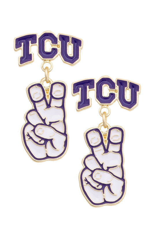 TCU Horned Frogs Enamel Drop Earrings