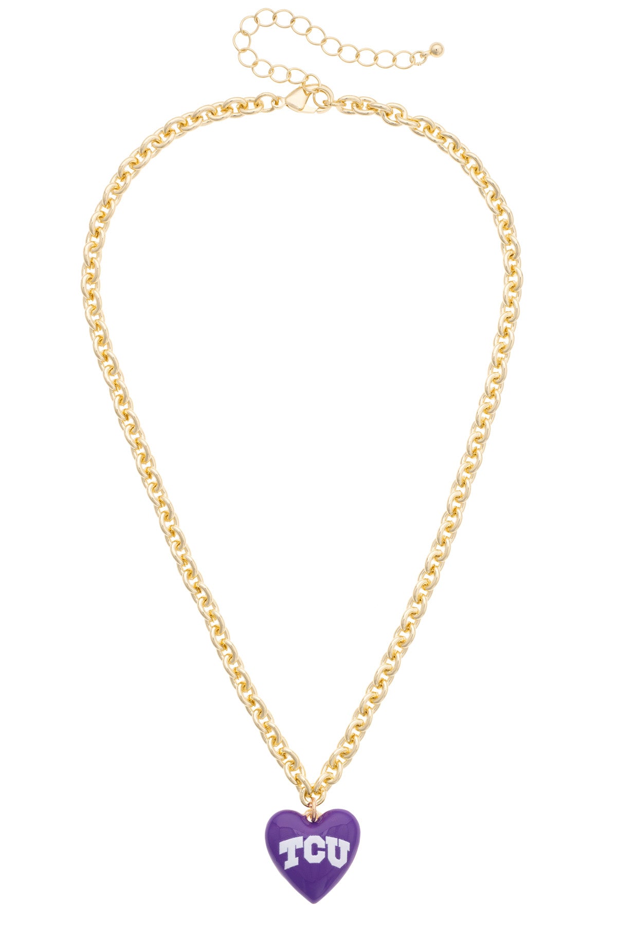 TCU Horned Frogs Heart Pendant Necklace
