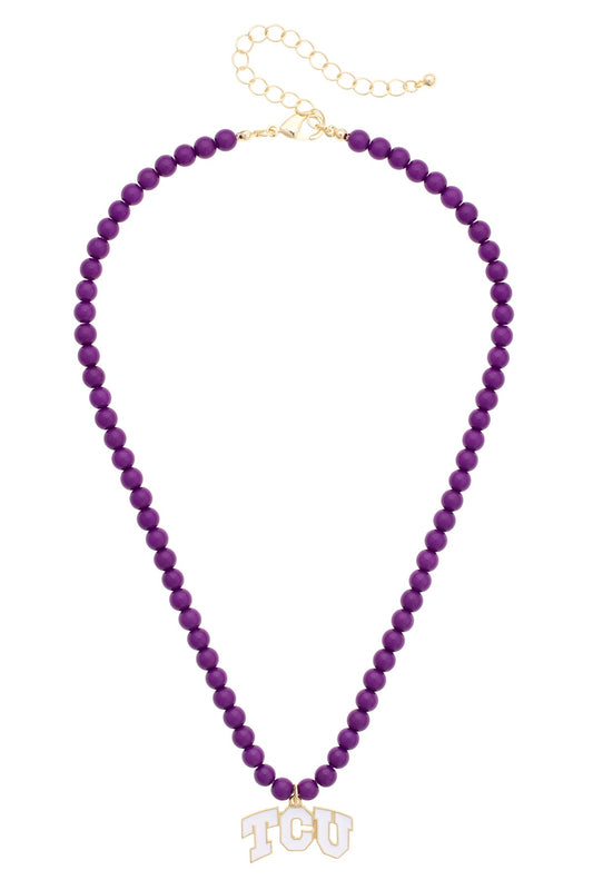 TCU Horned Frogs Game Day Beaded Logo Pendant Necklace