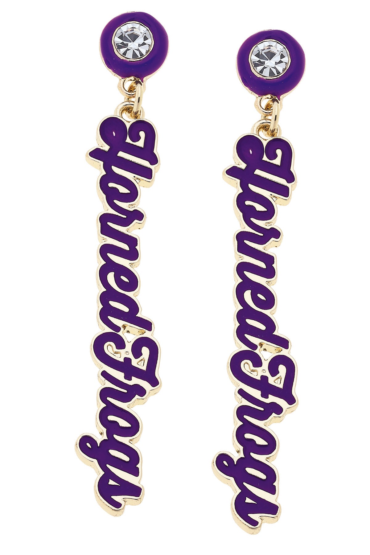 TCU Horned Frogs Autograph Enamel Earrings in Purple
