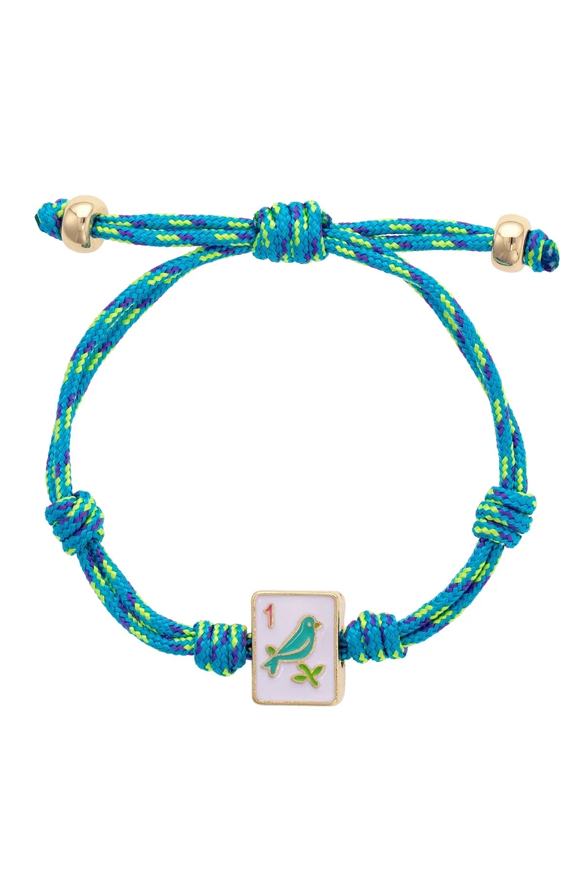 Sparrow Mahjong Tile Paracord Bracelet in Blue Multi