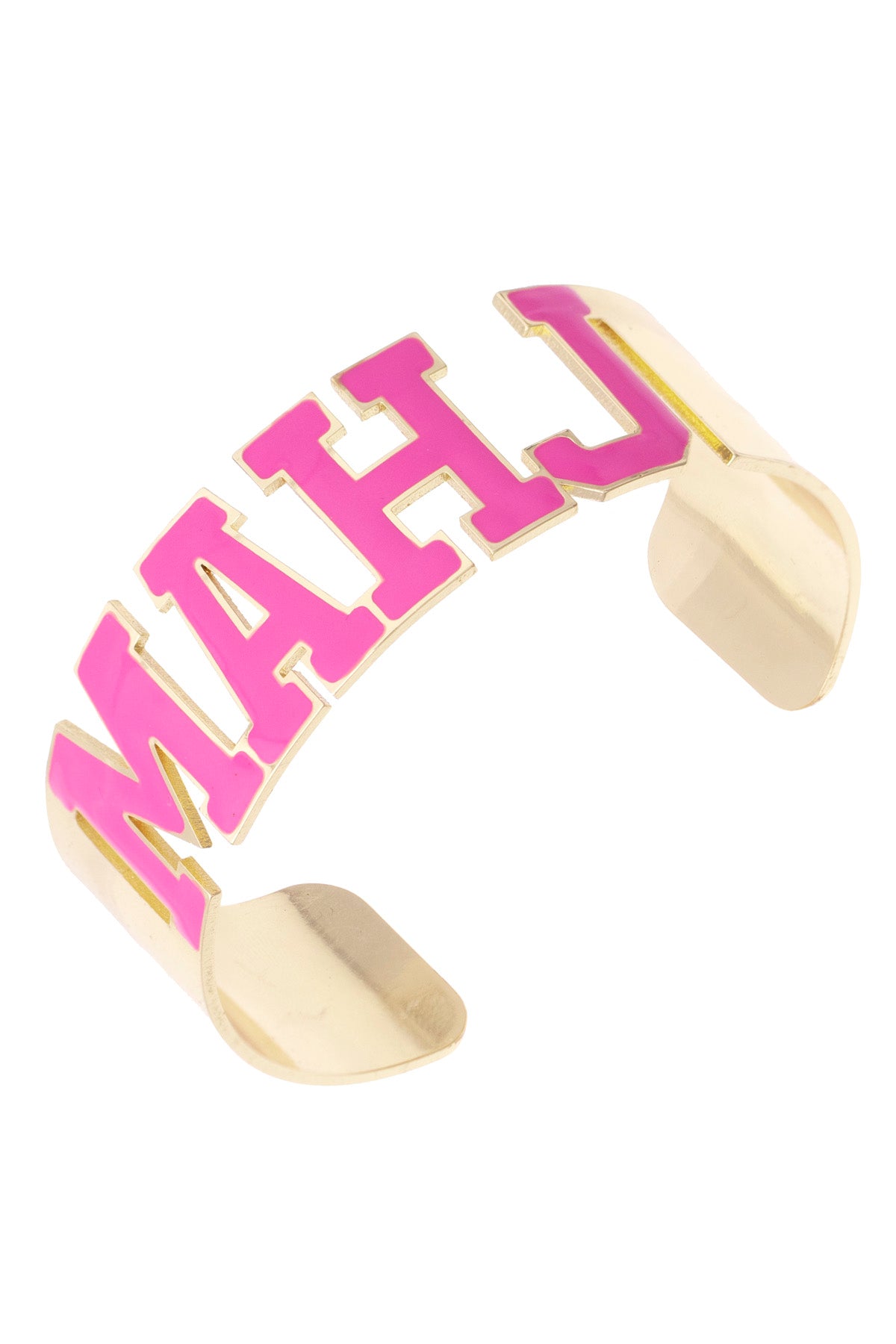 MAHJ Varsity Outline Cuff in Fuchsia